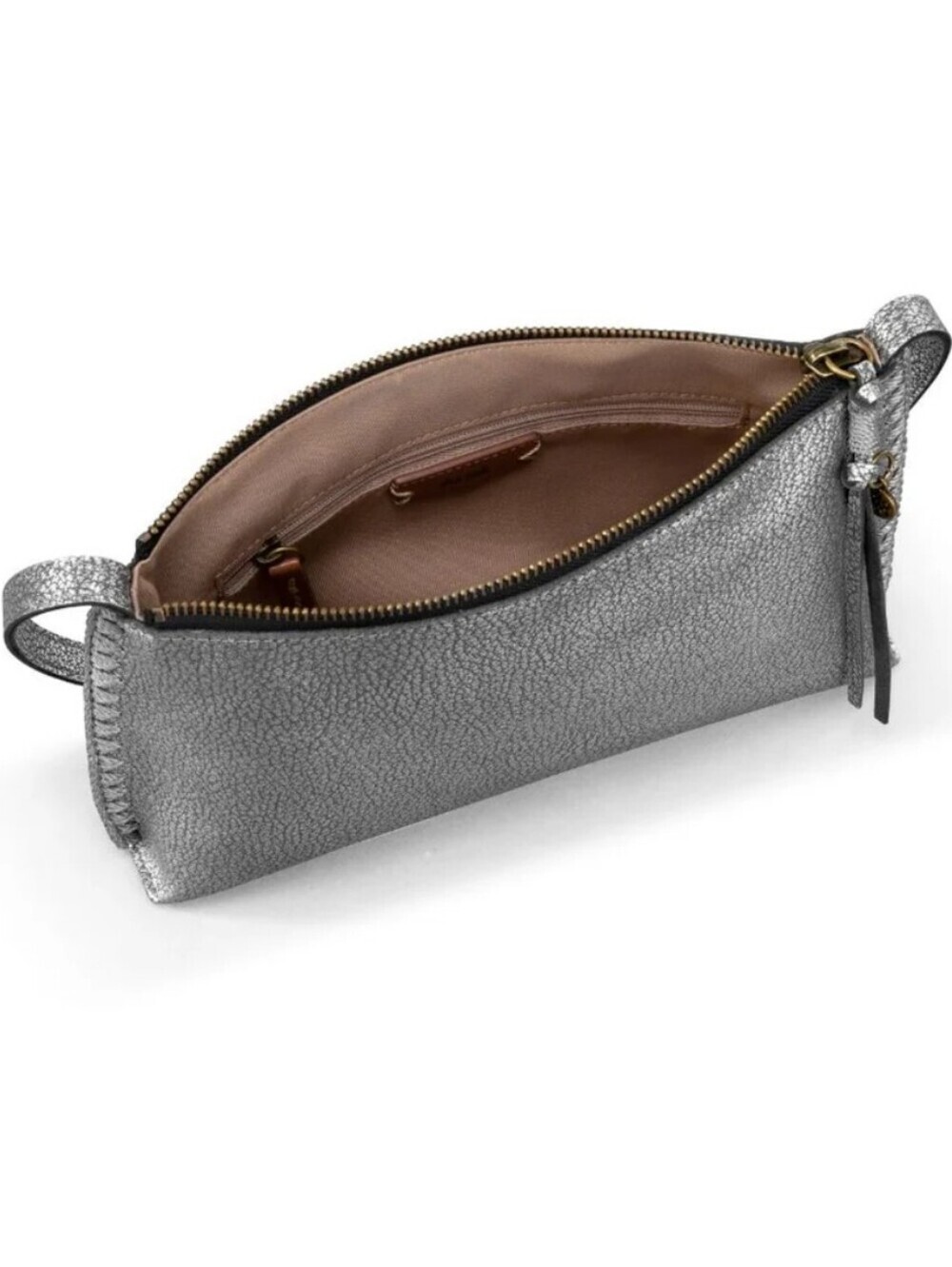The Sak Mariposa Mini Shoulder Bag Dark Silver Metallic Leather NWT - Picture 3 of 7